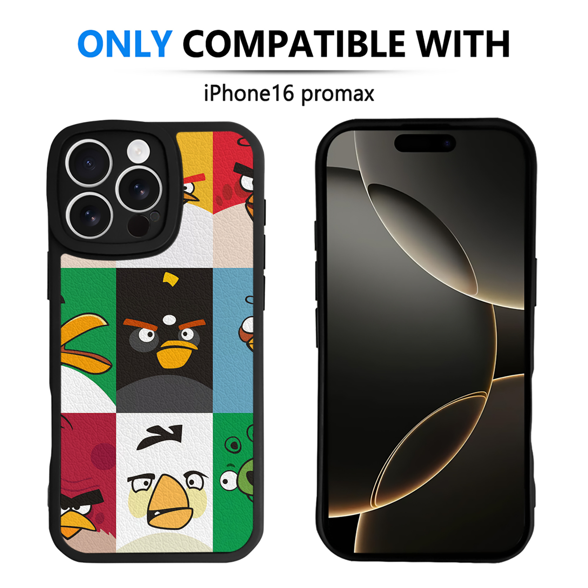 （画像用） Angry Birds アングリーバード 【iPhone 16シリーズ対応】シリコンスマホケース（レザー調） 材質：シリコン